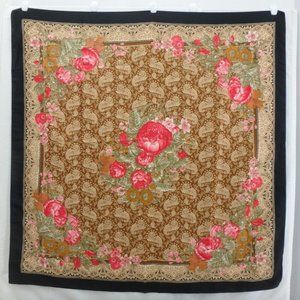 Jaclyn Smith Italy Floral Scarf Roses Paisley Trimmed in Black Gold Neck warmer